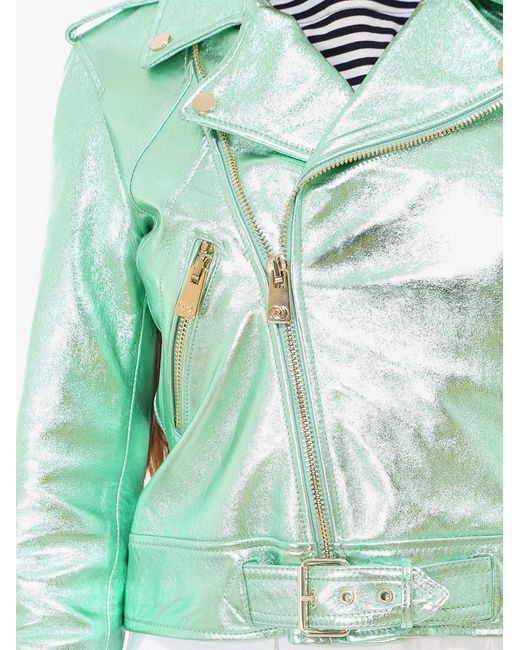 Coco Cloude Green Metallic Leather Jacket