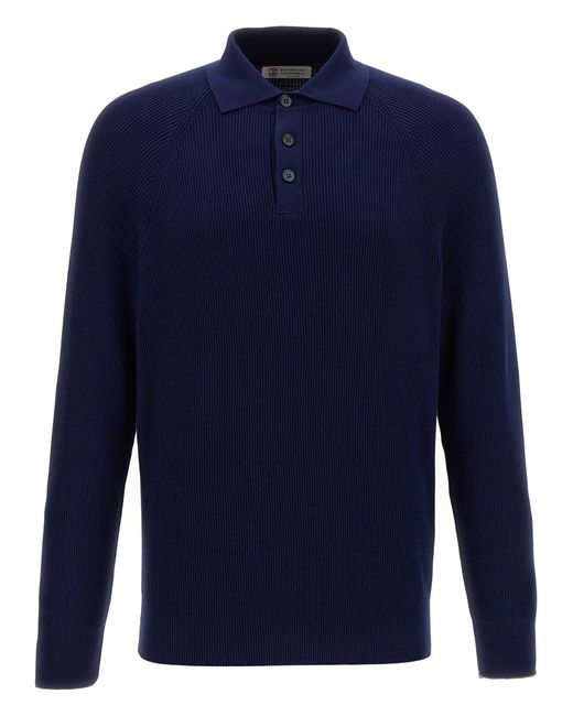 Polo Sweater Maglioni Blu di Brunello Cucinelli in Blue da Uomo