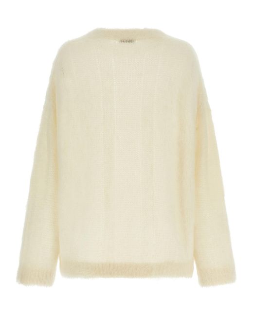 Mohair Silk Sweater Maglioni Bianco-Donna di Brunello Cucinelli in Natural