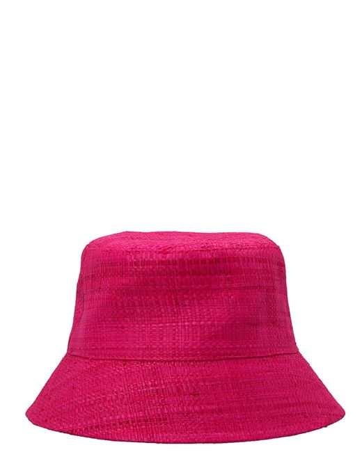 Logo Straw Bucket Hat Cappelli Fucsia di Ruslan Baginskiy in Pink