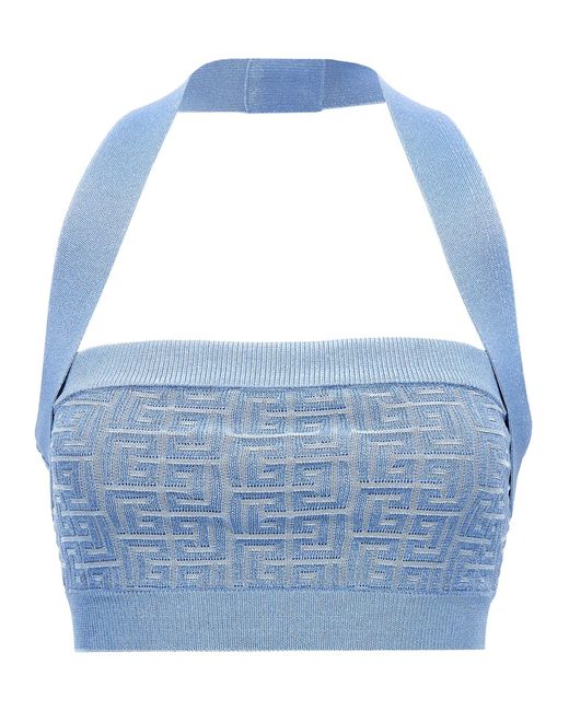 Top Con Monogramma Pb Labyrinthe di Balmain in Blue