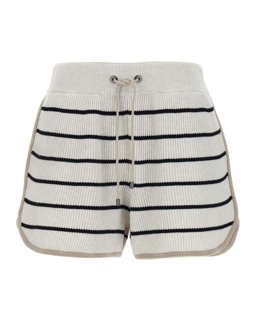 Brunello Cucinelli Gray Striped Shorts Bermuda, Short