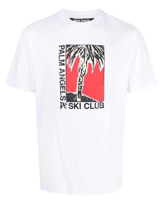 T-shirt Ski Club di Palm Angels in White da Uomo