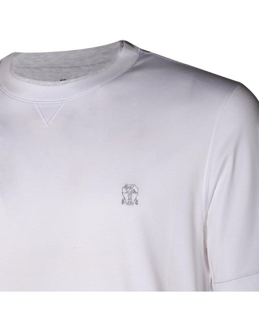 Brunello Cucinelli White T-shirts And Polos Light And Natural for men