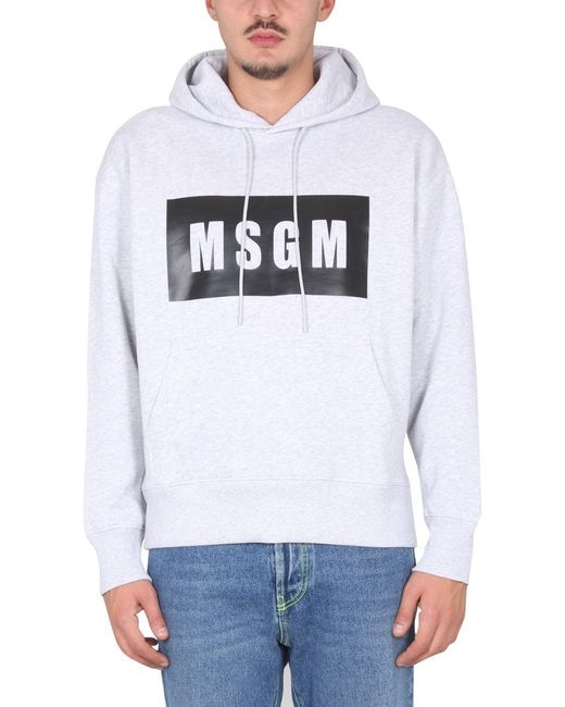 MSGM White Sweatshirt With Logo Box for men