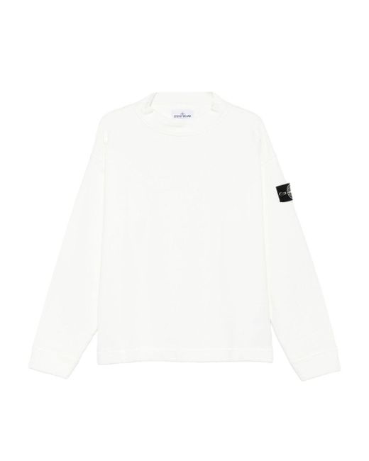 Stone Island White Cotton Sweatshirt for men
