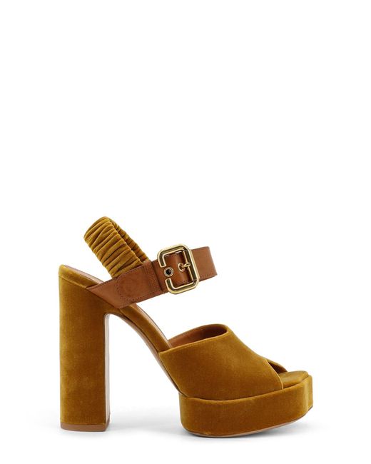 Chloé Brown Aria Velvet Sandals