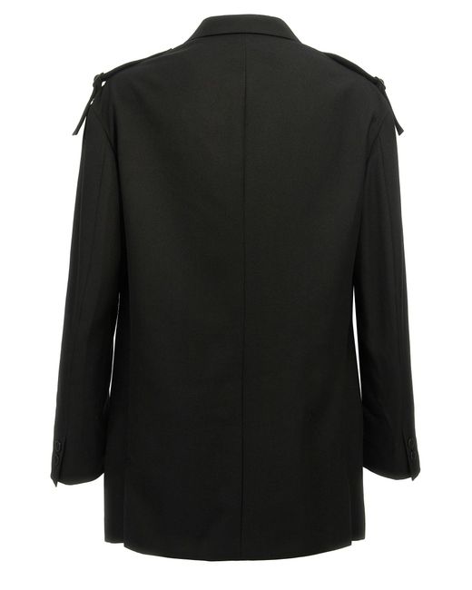 Yohji Yamamoto Black Single-Breasted Blazer With Strap Detail for men