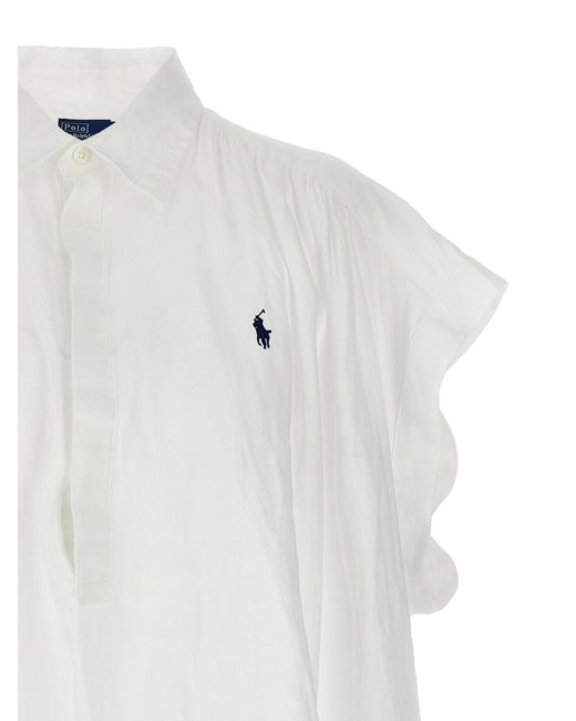 Polo Ralph Lauren White Logo Embroidery Blouse