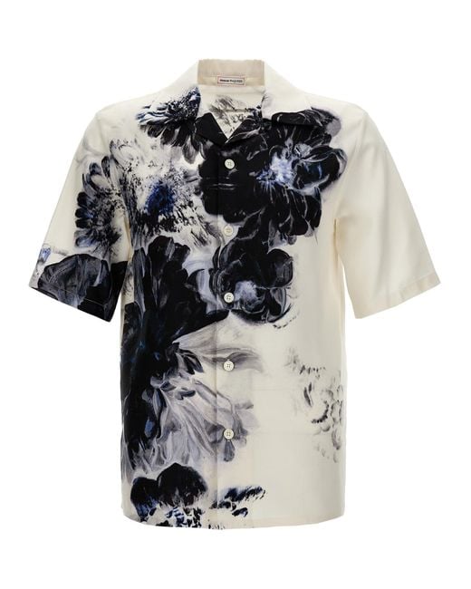 Alexander McQueen Natural Silk Hawaiian Shirt for men