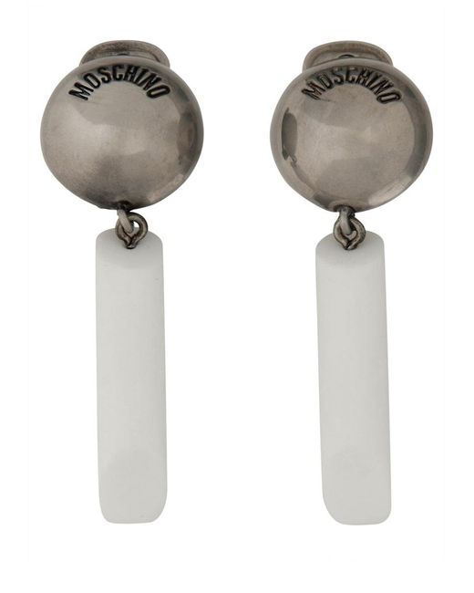 Moschino White Logo Earrings