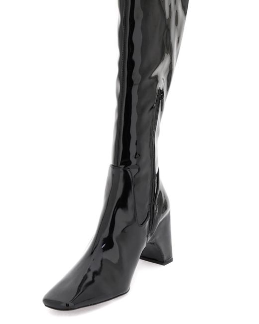 Coperni Black Stretch Patent Faux Leather Cuissardes Boots