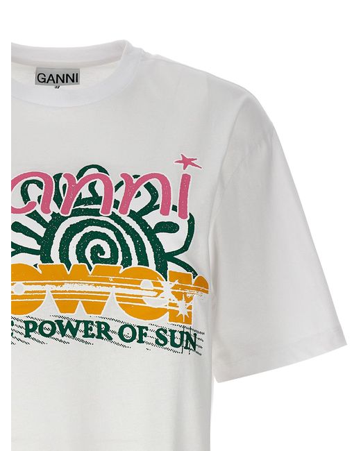 Ganni Gray Logo Print T-Shirt