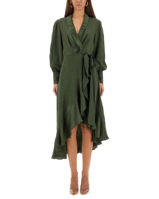 Zimmermann Green Midi Dress "Wrap"