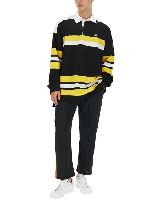 Wales Bonner Yellow Polo Shirt With Stripe Pattern for men