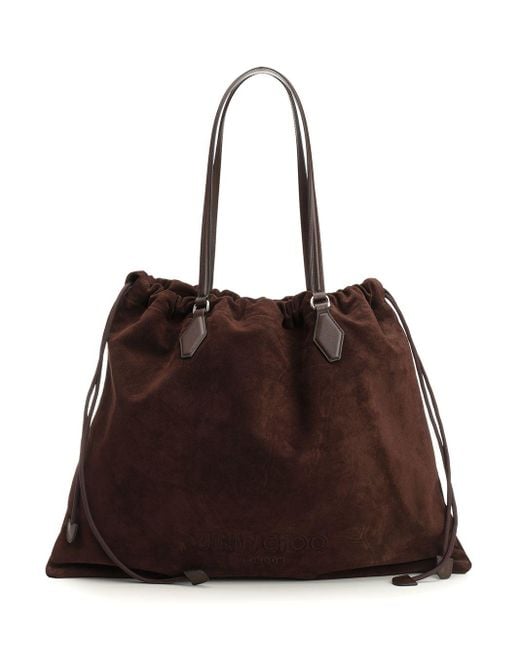 Jimmy Choo Drawstring Tote/l Soft Nappa W/embossed Shoulder Bags Brown