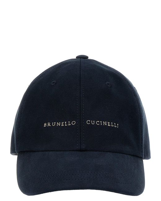 Brunello Cucinelli Blue Logo Embroidery Cap Hats for men