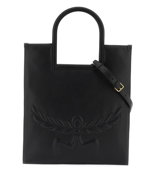 MCM Black Aren Fold Nappa Leather Tote Bag