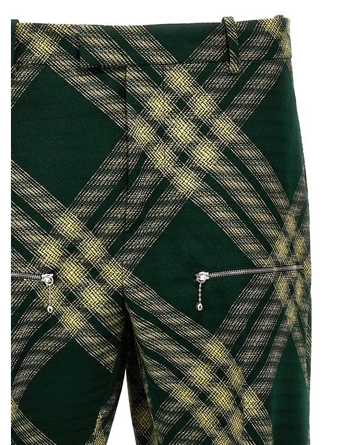 Pantalone lana check di Burberry in Green da Uomo
