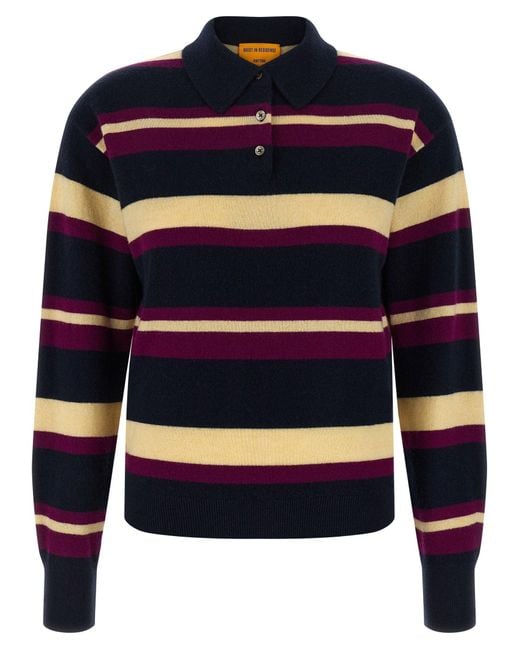 Guest In Residence Blue Collegiate Stripe Polo Multicolor