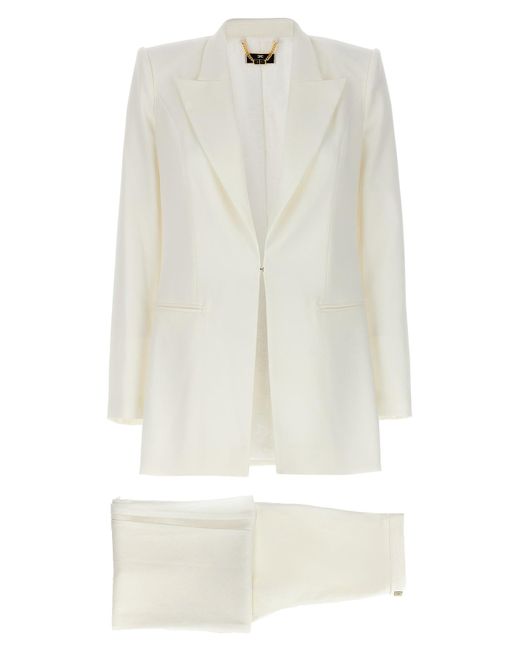 Elisabetta Franchi White Stretch Suit Blazer And Suits