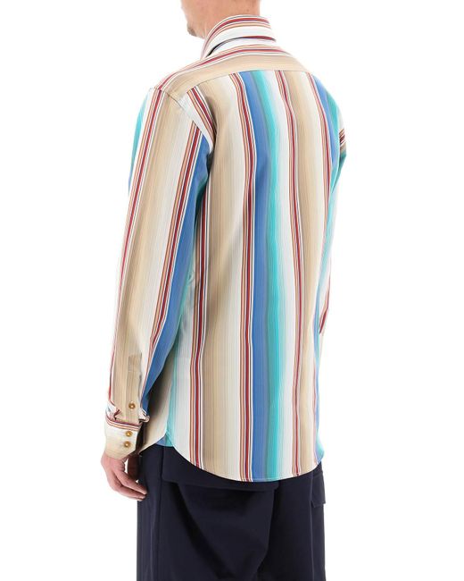 Vivienne Westwood Blue Striped Ghost Shirt for men