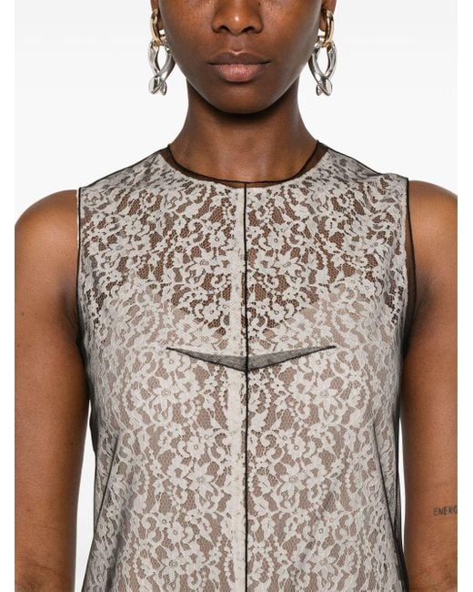 Fendi Gray Lace Midi Deess