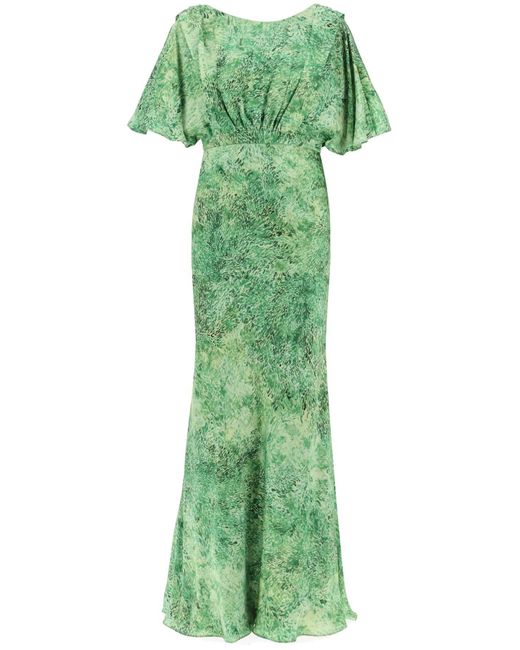Saloni Green Winona Silk Maxi Dress