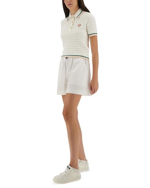 Cotton Bouclé Polo Shirt-Donna di Casablanca in White
