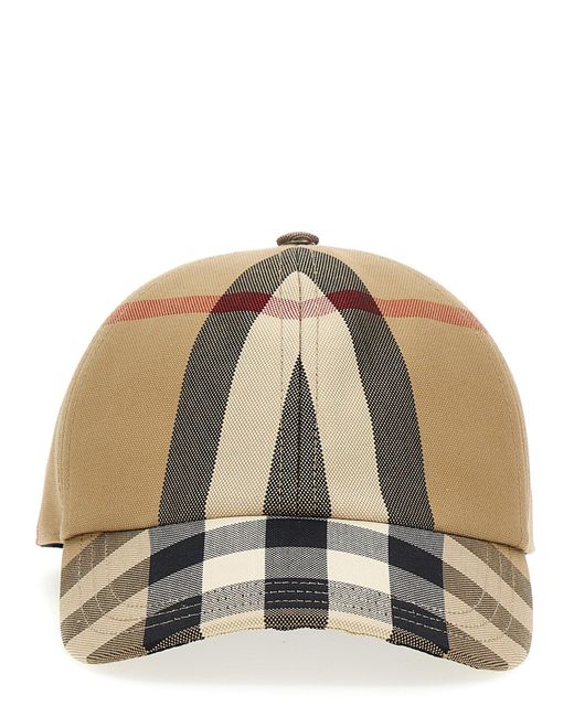 Burberry Natural Check Printed Cap Hats
