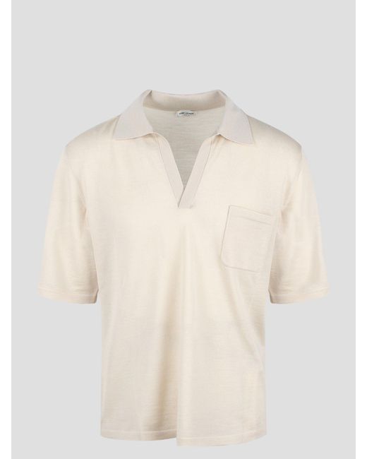 Saint Laurent Natural Cassandre Polo Shirt for men