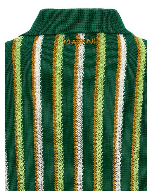 Striped Shirt Polo Verde di Marni in Green da Uomo