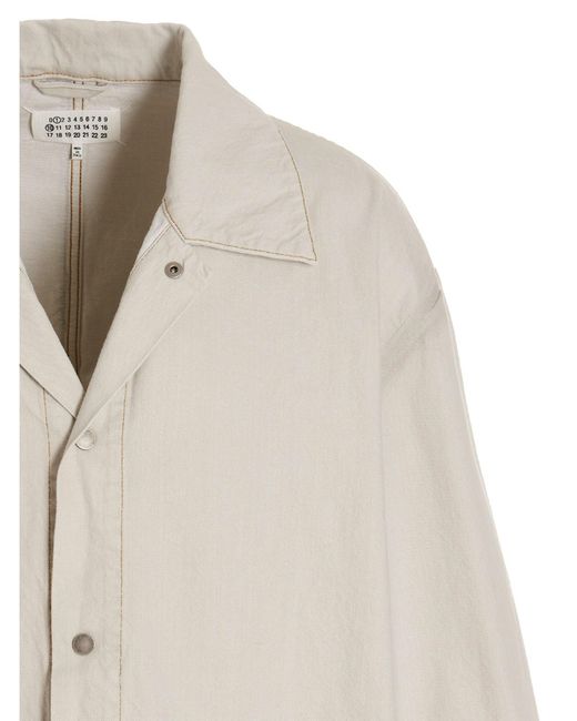 Maison Margiela White Denim Long Jacket Casual Jackets, Parka for men