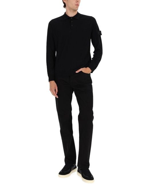Stone Island Black Regular Fit Denim Pants for men