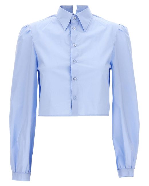 MM6 by Maison Martin Margiela Blue Cropped Poplin Shirt Shirt, Blouse