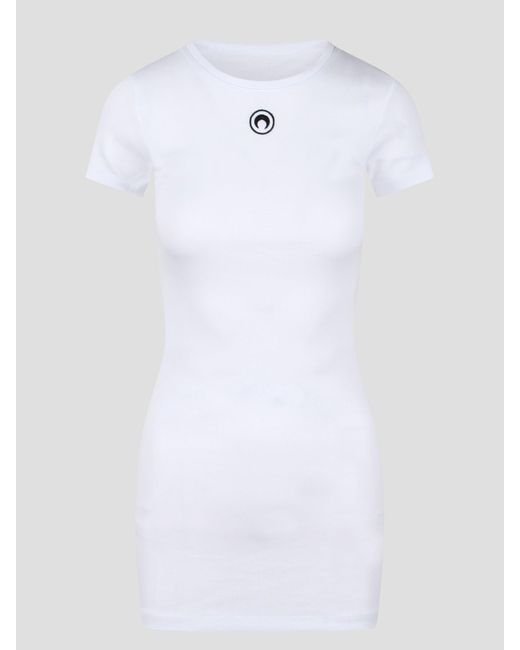 Organic cotton rib t-shirt dress di MARINE SERRE in White