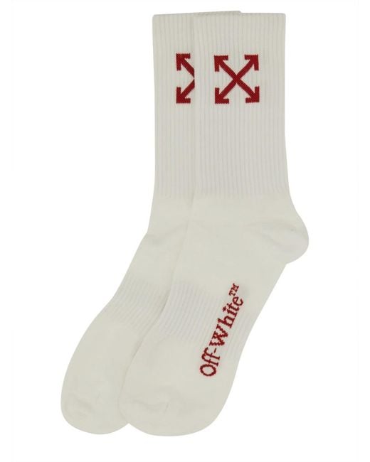 Off-White c/o Virgil Abloh White Medium Socks With "Arrow" Pattern for men