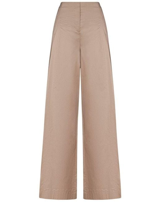 パンツ A FERRETTI Cappuccino Stretch Cotton Wide-Leg Pant Alberta Ferretti Trousers in Natural | Lyst