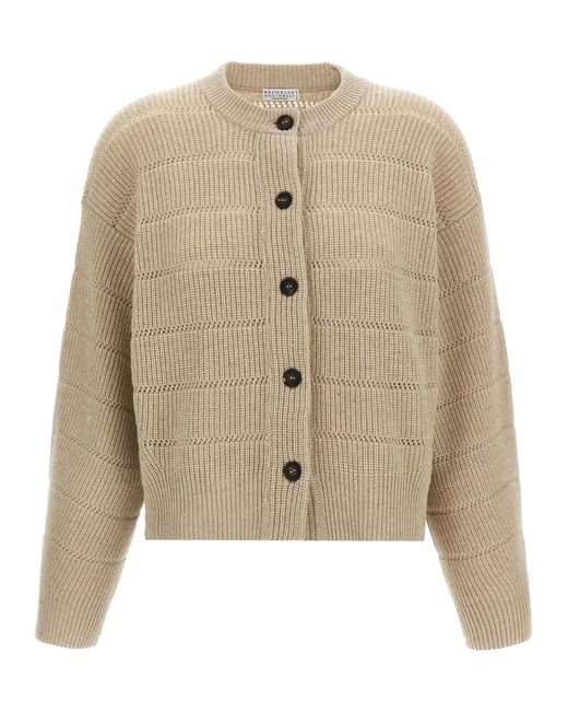 Rustic Dazzling Net Maglioni-Donna di Brunello Cucinelli in Natural