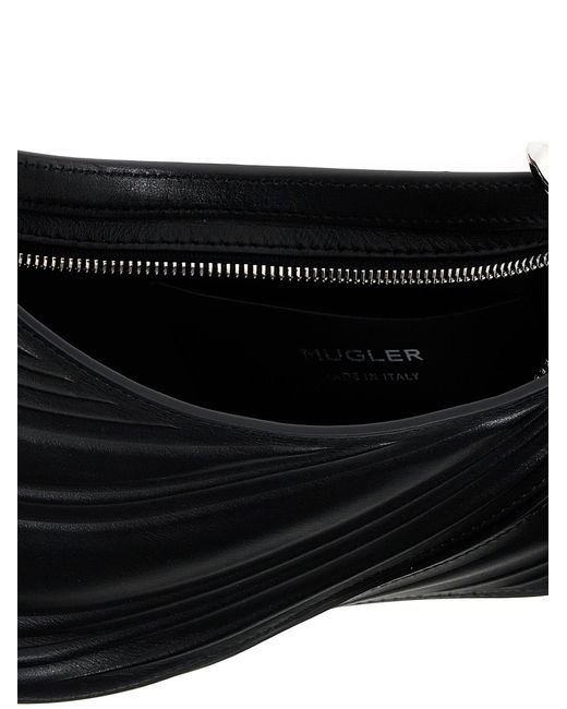 Mugler Black 'Small Embossed Spiral Curve 01' Handbag