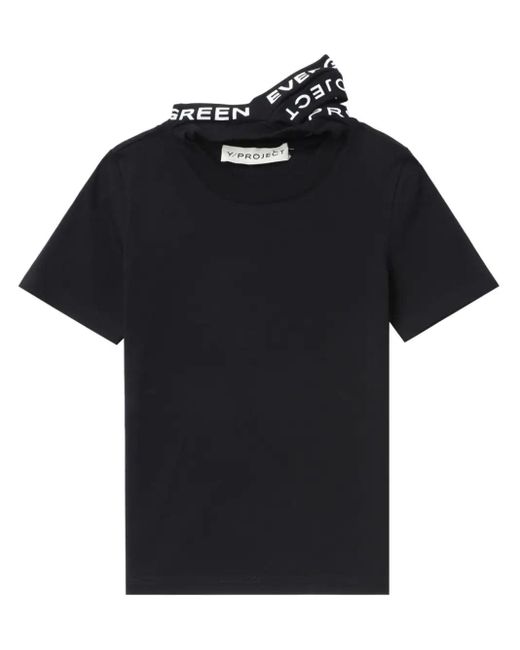 T-shirt con triplo colletto e stampa logo di Y. Project in Black