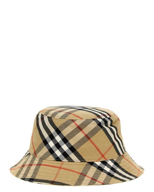 Burberry Green Logo Embroidery Check Bucket Hat Hats