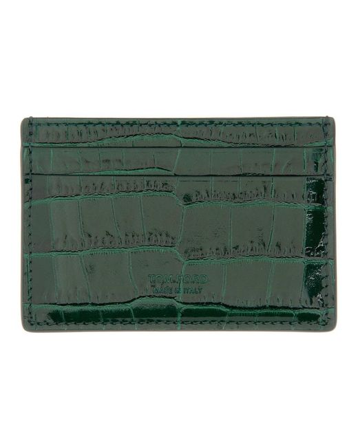 Leather Card Holder-Uomo di Tom Ford in Green da Uomo