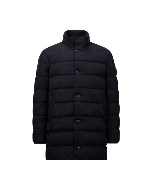 Moncler Blue Wool Coats for men