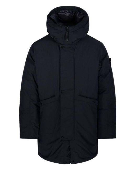 Stone Island Black Nylon Parka Coat for men