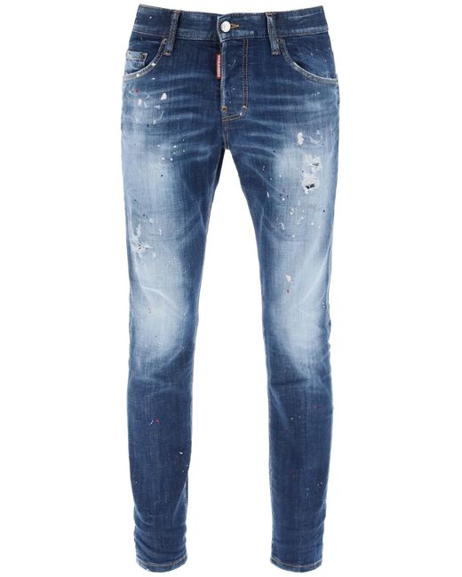 DSquared² Blue Medium Red Spots Wash Skater Jeans for men