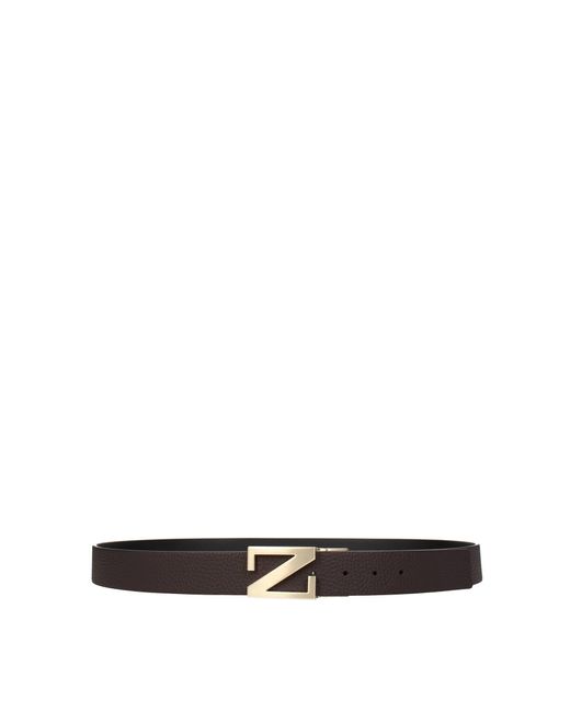 Zegna White Regular Belts Leather Black for men