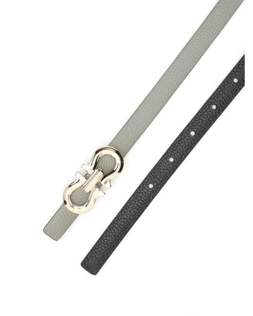Ferragamo Gray "Gancini" Reversible Belt
