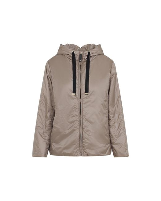 Max Mara Gray Roccia Greenh Jacket With Adjustable Hood