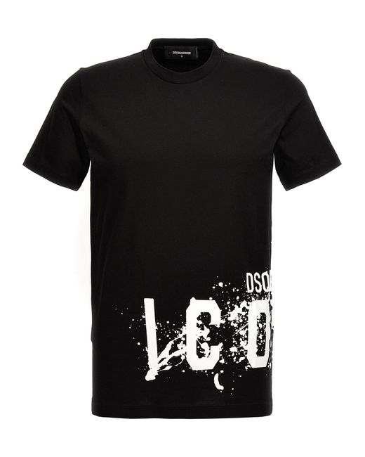 DSquared² Black Icon Splash T-shirt for men